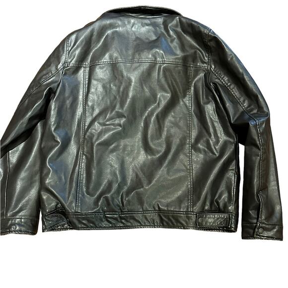 Levi’s Dark Brown Faux Leather and Shearling Mens XL Heavy Coat Sweatshirt Trim - Picture 2 of 9